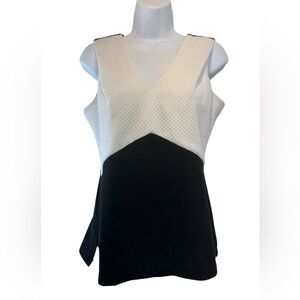 Calvin Klein Black White Gold Zipper Tank Top Work Professional Top Size Small